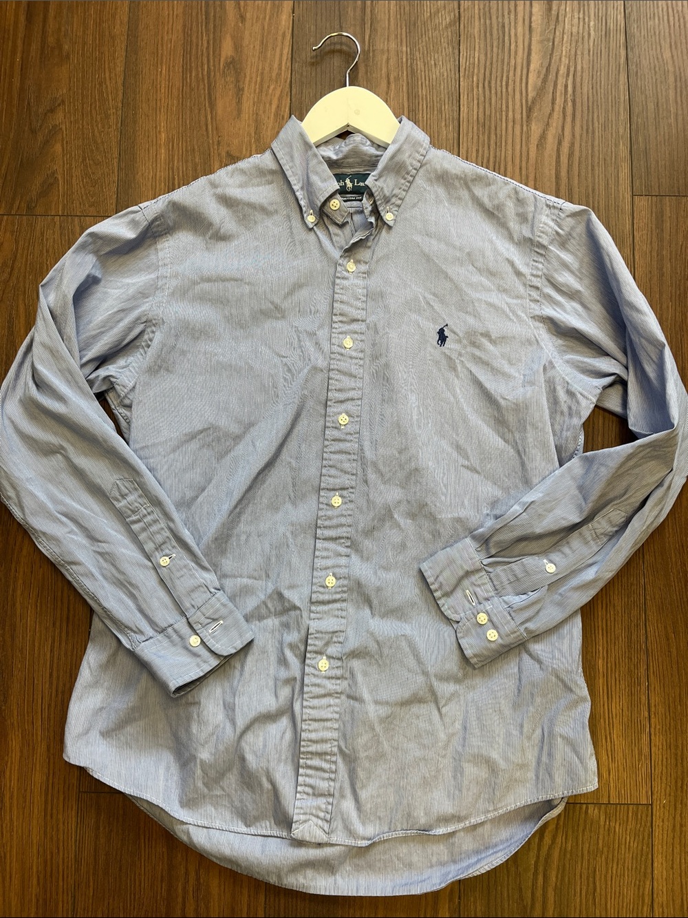 Polo by Ralph Lauren Men's Light Blue Striped Button-Down Shirt